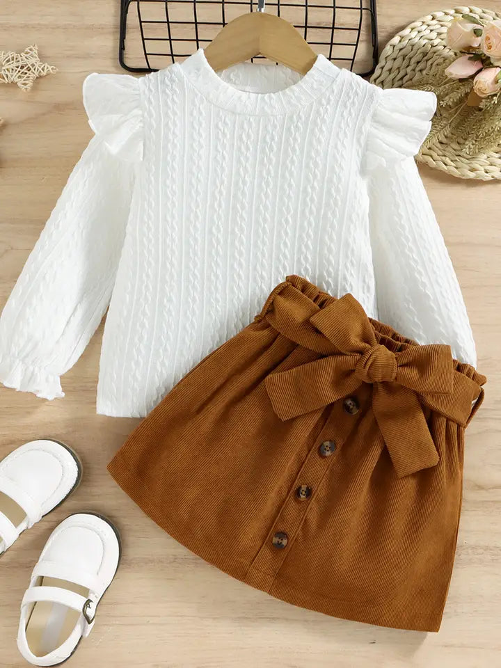 2 peaces toddler girl and belted skirt